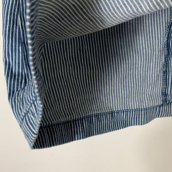 H&M 2 White Navy Blue Striped A Lined Mini Skirt Flare Nautical Y2K Sailor HM - Picture 5 of 7